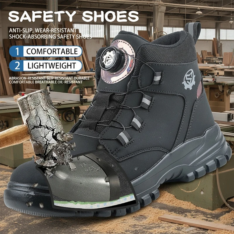 High Top Steel Cap Safety Shoes Unisex Anti-Puncture Work Footwear for Men & Women Sanitation and cleaning, logistics