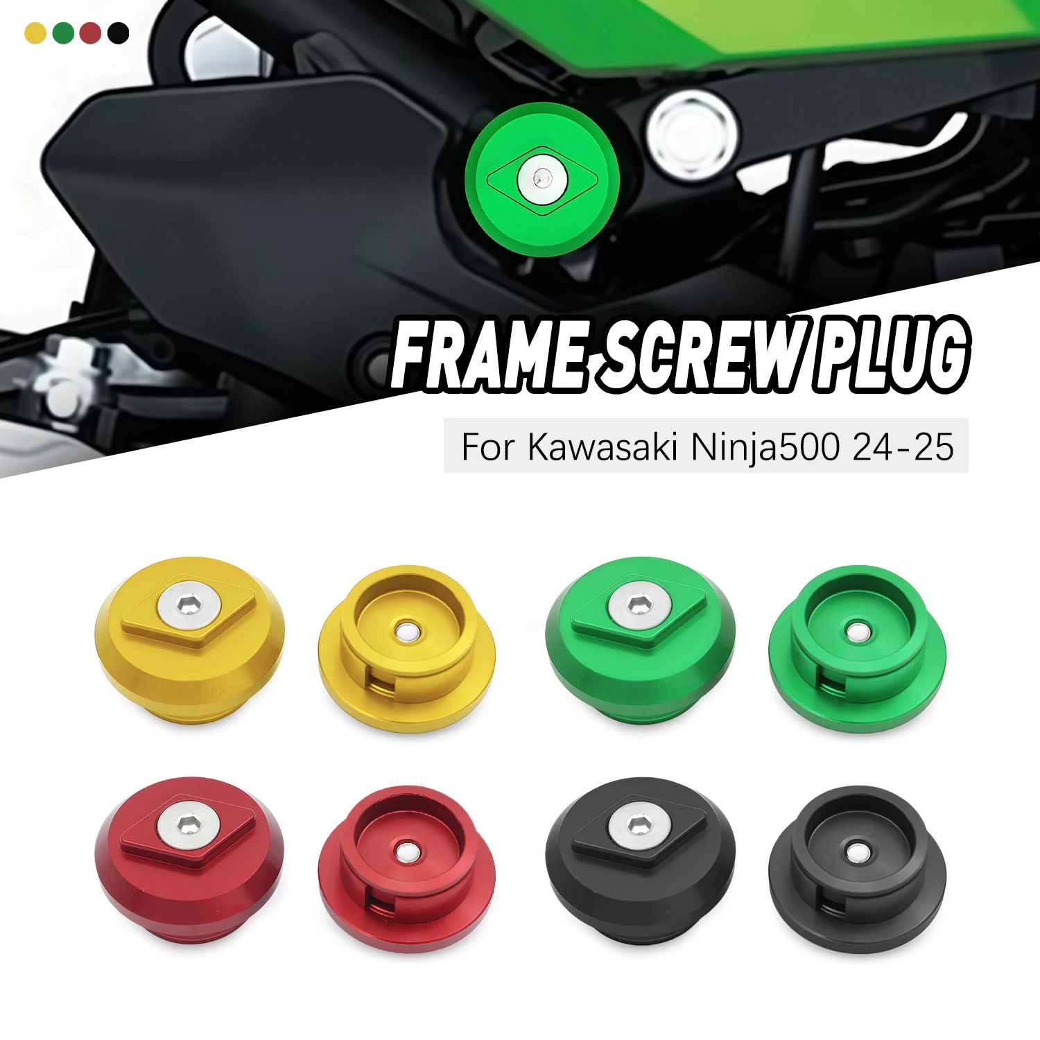 

Accessories moto Frame screw plug Decorative Cover Cap Set For Kawasaki Ninja500 2024 Ninja500 2025