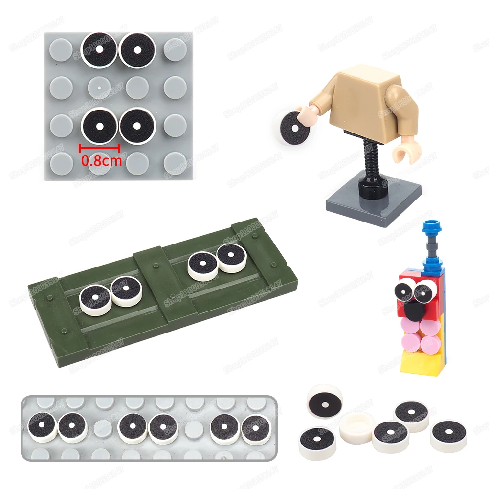 Black Eye White Dot Building Block, padrão impresso, Moc, cenas, acessórios, modelo de fósforo, brinquedos, presentes, aluno, figuras, 98138