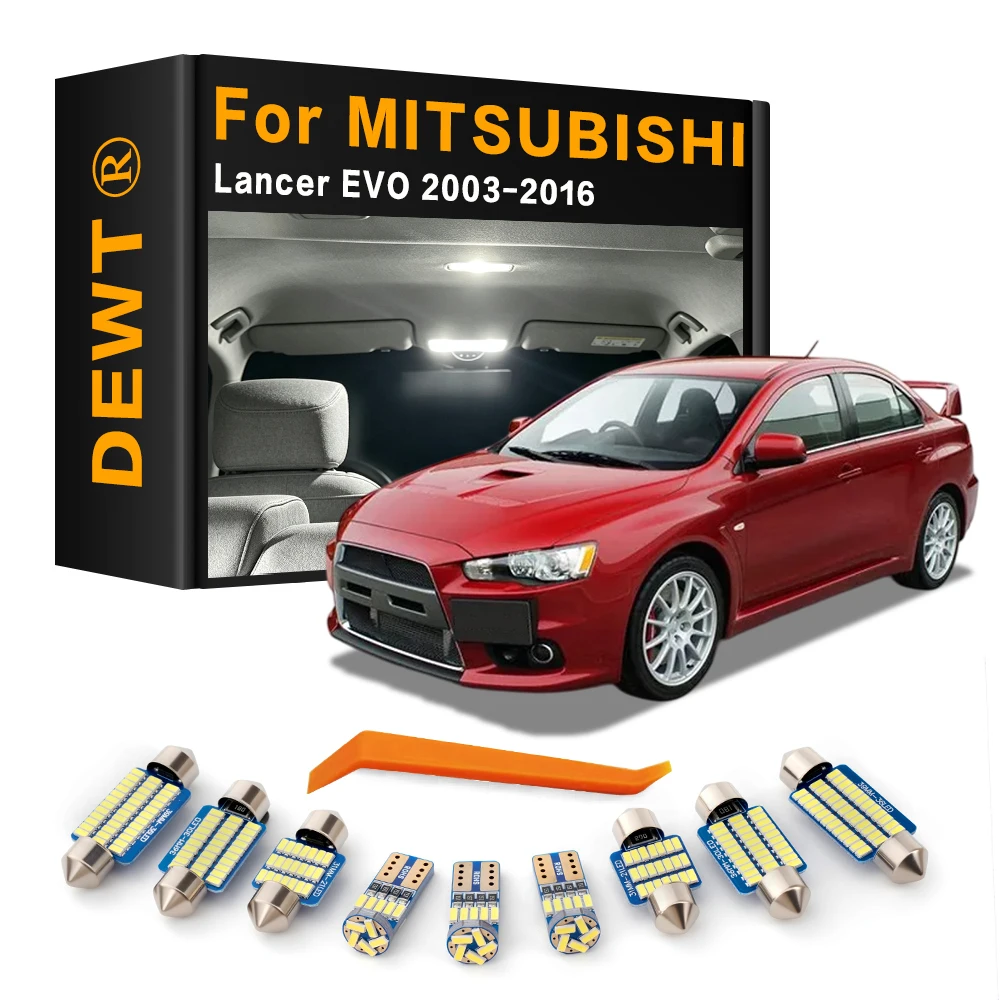For Mitsubishi Lancer Evo X 10 Evolution 7 8 9 IX 2003 - 2016 2015 Car LED Interior Dome Light Kit Sunvisor Trunk Bulb Canbus