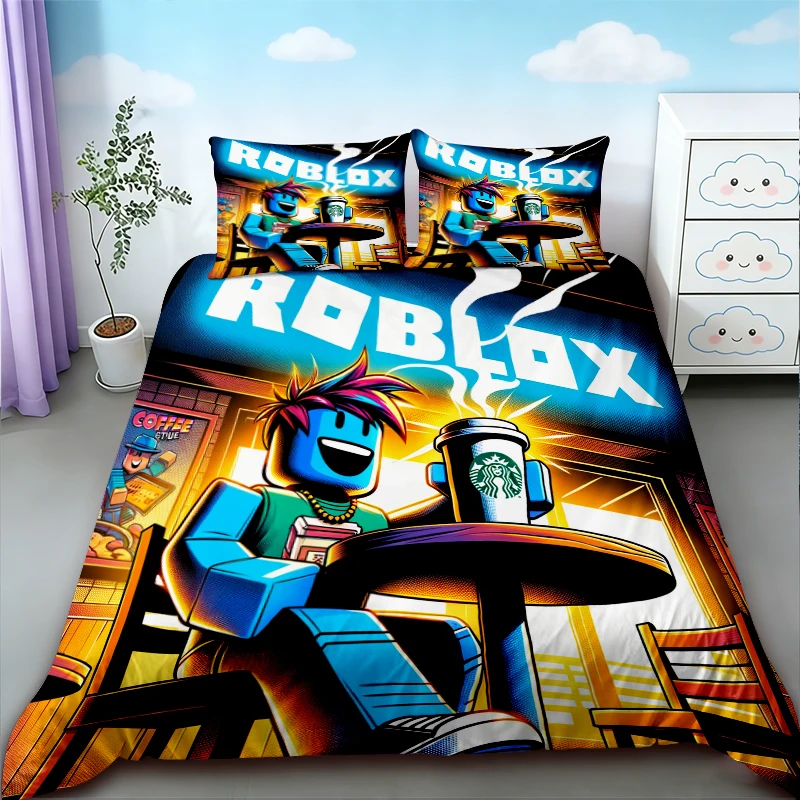 

Boys Duvet Cover Roblox Cartoon Bedding Set Soft Cover for Children Teens Bedroom Decor Home Birthday Gifts