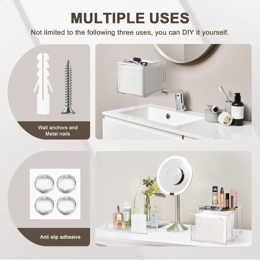 Facial Towels Storage Box Acrylic Container Compatible With Clean Skin Club Clean Towel XL WallMounted Makeup Organizer With D
