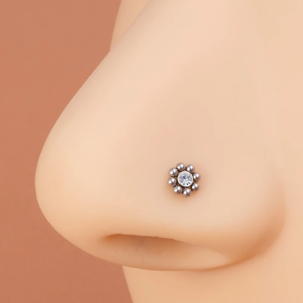 Piercing en Acier CZ Transparent pour Femme et Fille, Anneau de Narine, Bijoux, Cadeaux de Vacances, 1 Pièce, 20G