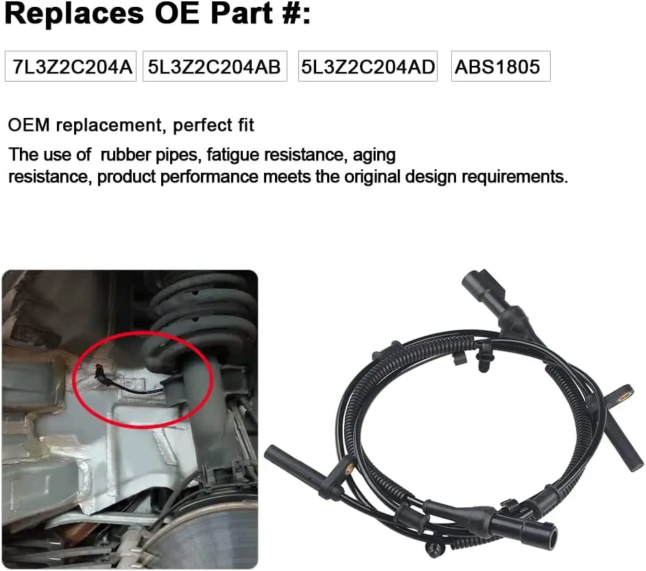 ABS Wheel Speed Sensor Front L/R 7L3Z2C204A For Ford F150 Lincoln Mark LT RWD 2005 2006 2007 2008 5L3Z-2C204-AB 5L3Z-2C204-AD
