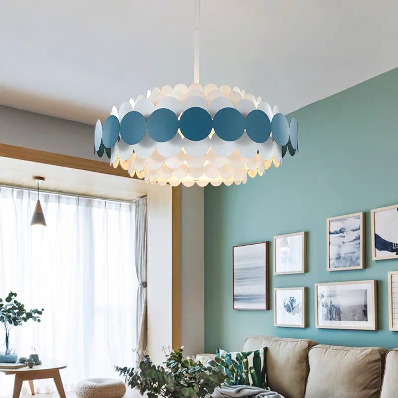 Modern Minimalist Layered Frosted Chandeliers Nordic LED Lights for Restaurant Bedroom Living Room Creative Home Decor Fixtures