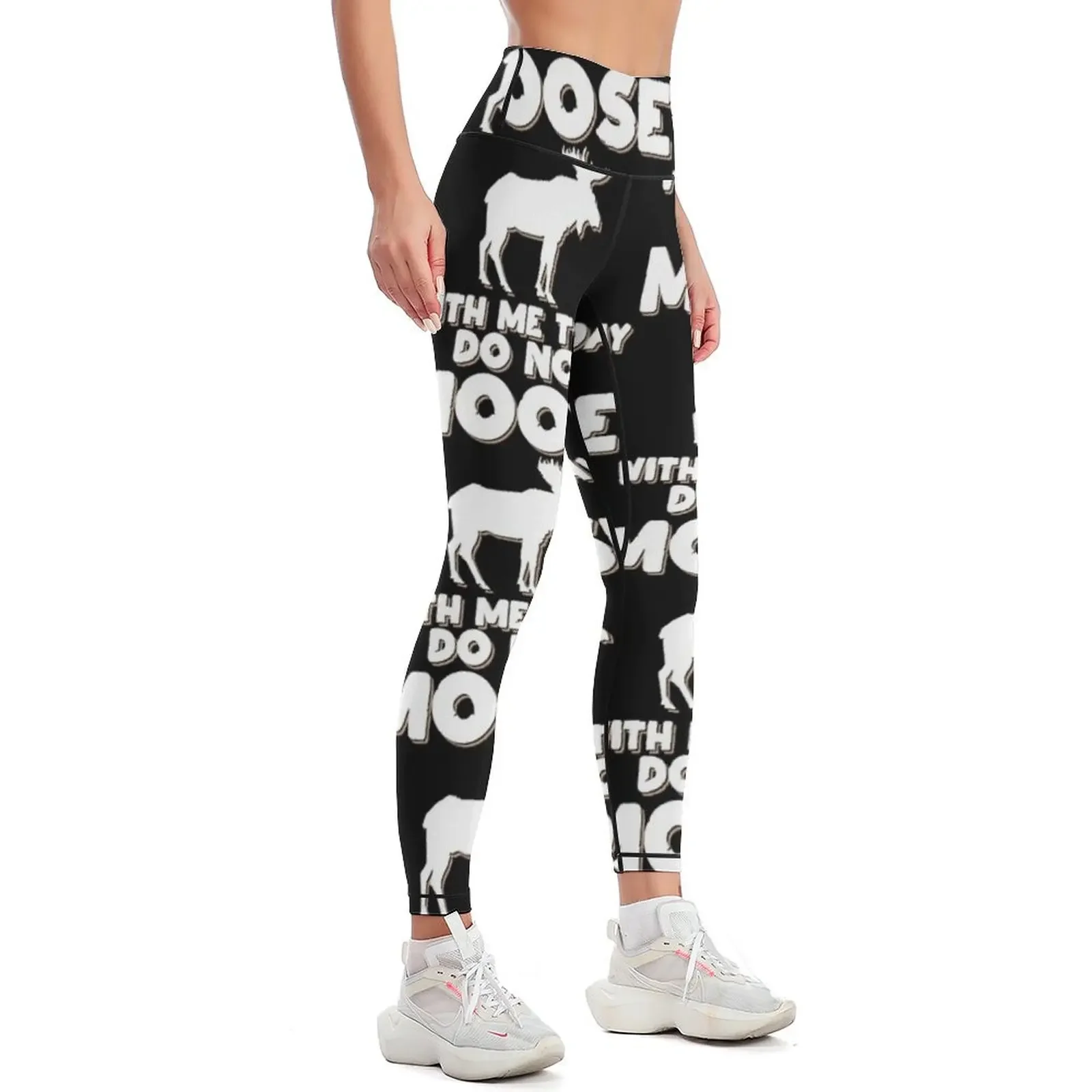 Leggings de fitness pour femmes, pantalon de fitness, Do Not Moose With Me Today, cadeau pour amoureux des animaux, urgence