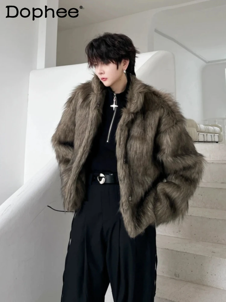 

Men's 2025 Winter New High-End Thickened Faux Fur Integration High Street Chic Coats Men's Faux Fox Fur Trendy Outerwear Parkas