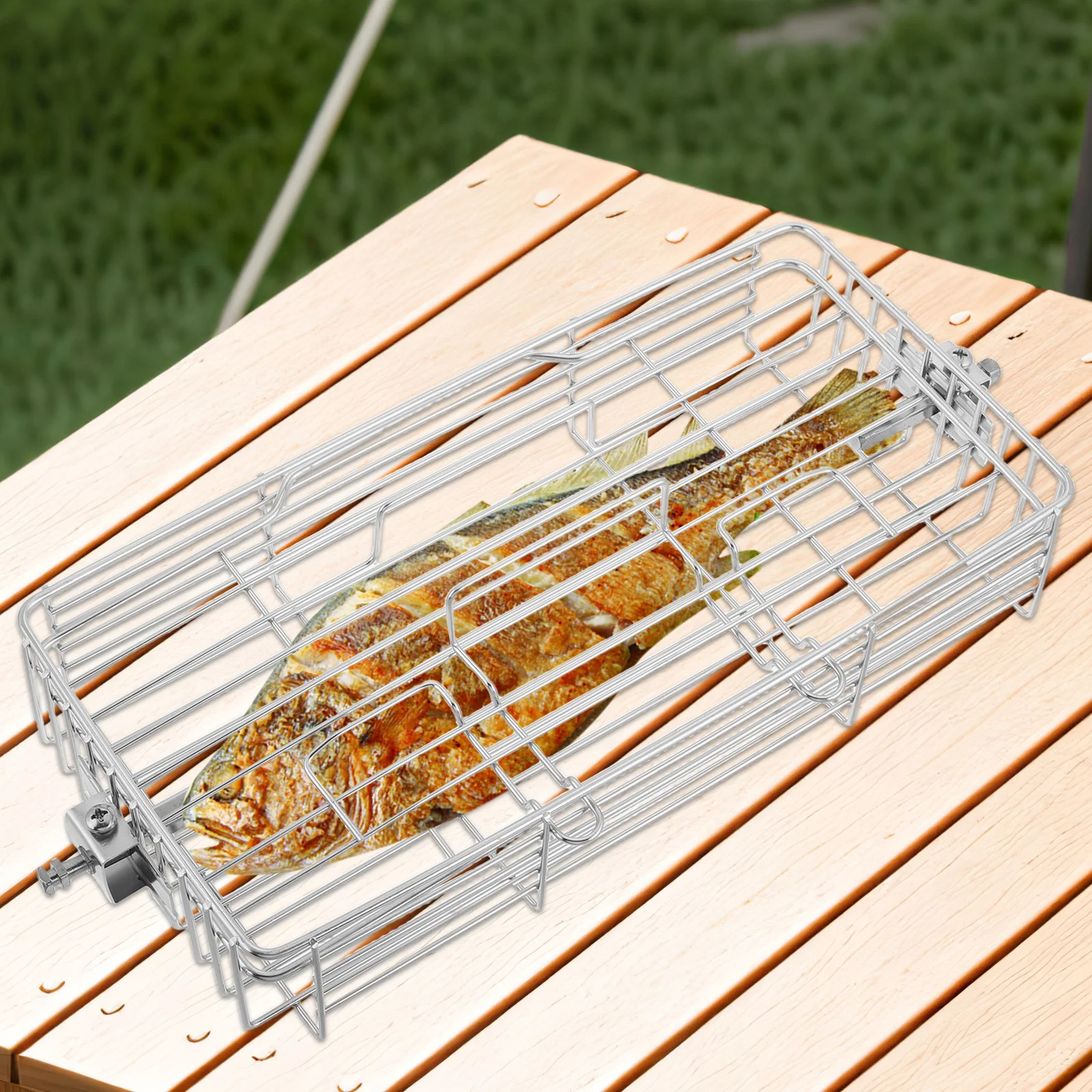 

Adjustable Rotating Grill Barbecue Rack Cage Stainless Steel BBQ Accessories Fish Lamb Chicken Wing Camping Tool