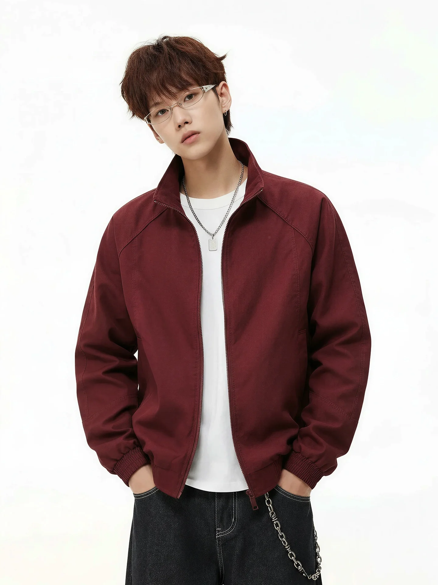 

Cleanfit American Sle Motorcycle Jaet Men's Trendy Brand High-End Feel Red Flight Jaet Stand Collar Windproof Workwear ...