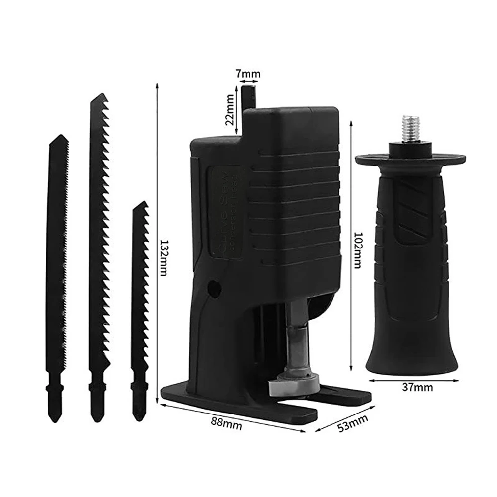 Reciprocating Saw Adapter Electric Drill Conversion Modified Chainsaw Power Tool Wood Cutter Machine Attachment with Blades