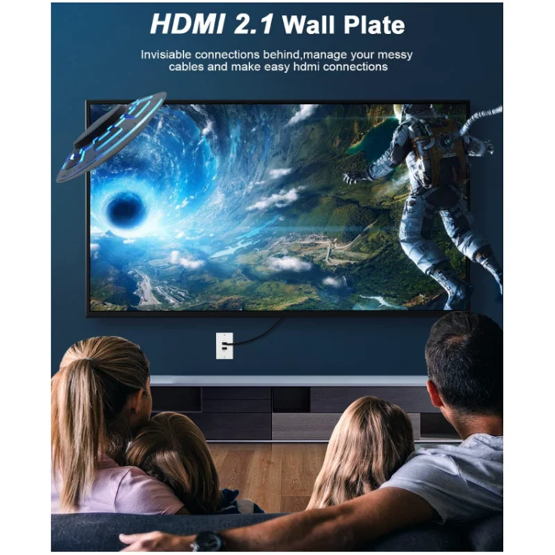 4K 8K HDMI Female to Female Outlet Wall Plate 1/2/3-Port Kit, HD Panel Wall Plug Welding Free Applicable For Engineering Wiring