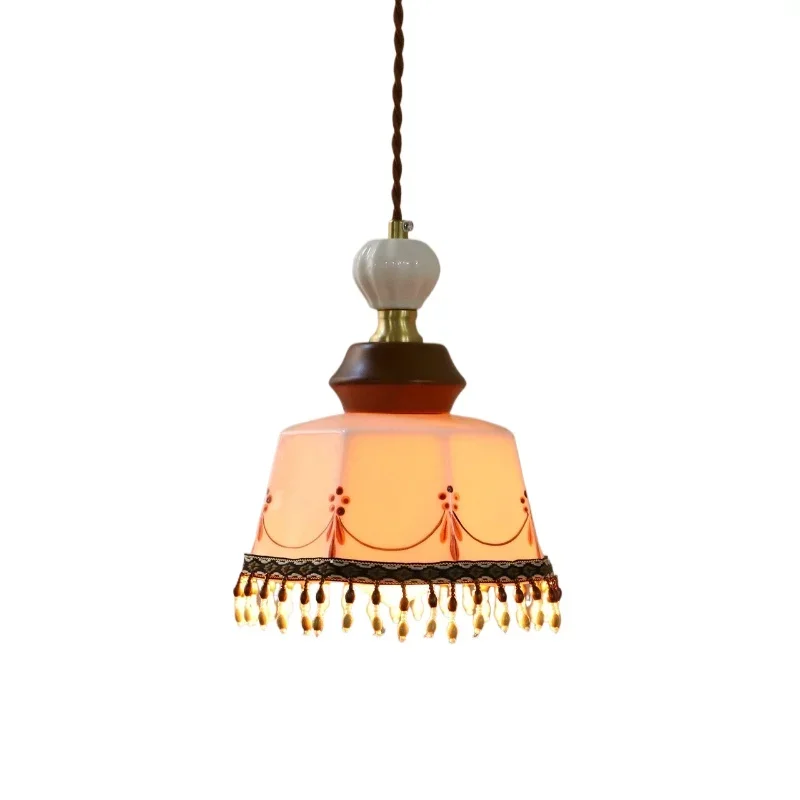 

French medieval hand-painted ceramic chandelier American retro Nanyang style