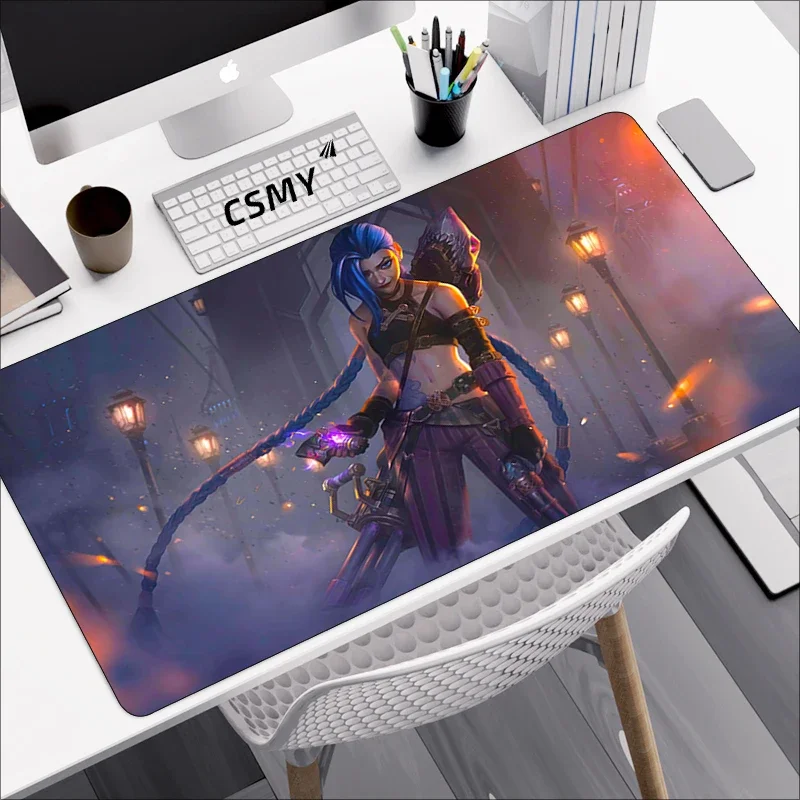 League of Legends Large Mouse Pad Pc Gamer Cabinet Keyboard Deskmat Cartoon Arcane Gaming Accessories Computer Jinx Mousepad Xxl