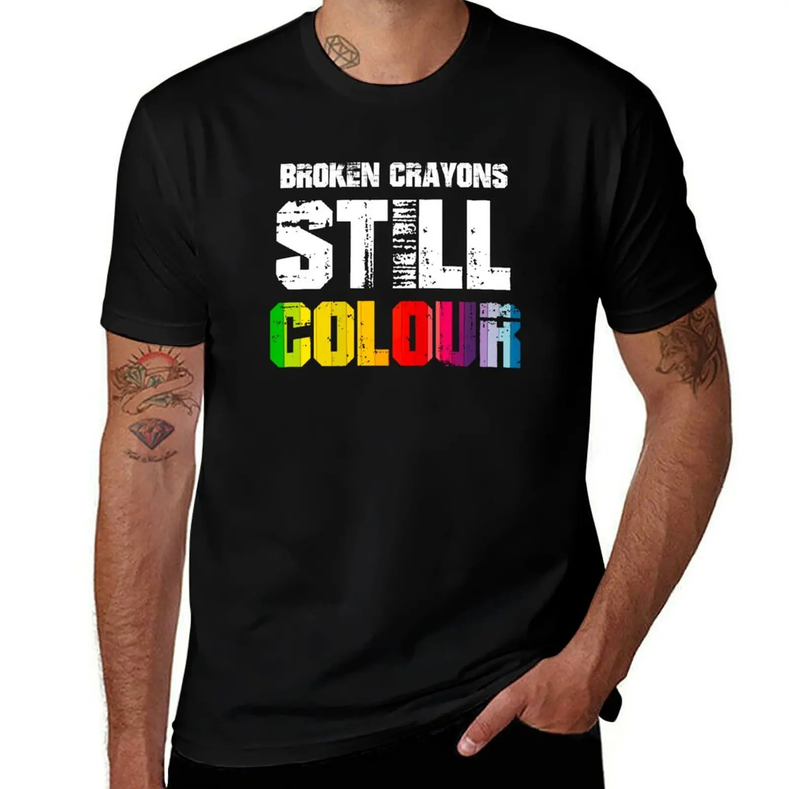 

Broken Crayons Still Colour T-Shirt cotton tshirt 100% cotton t shirt man T-Shirt