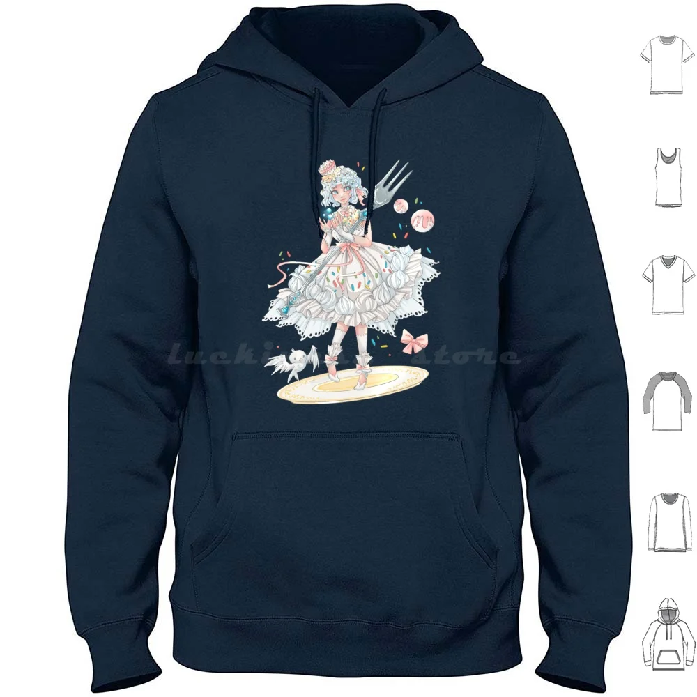 La chica con el vestido Funfetti sudaderas con capucha de manga larga Anime confeti Funfetti comida persona rociaba pastel pájaro arco