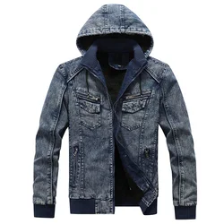 Uomo Fodera in lana spessa Uomo Blu Inverno Jean Giacche Capispalla Felpe calde Denim Inverno Denim Giacche con cappuccio per uomo Cappotti MY231