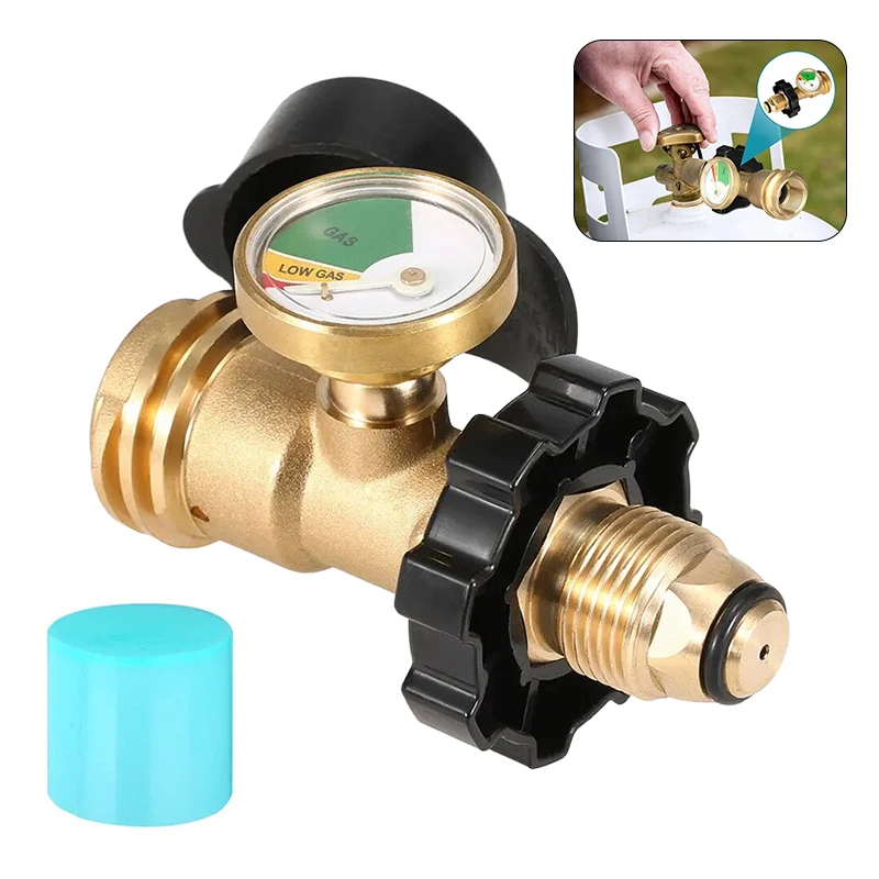 

Pol Propane Gas Gauge Meter Tank Type1 Propane Tank Adapter Universal Pressure Gauge Connector for Qcc1 Built-In Leak Detector