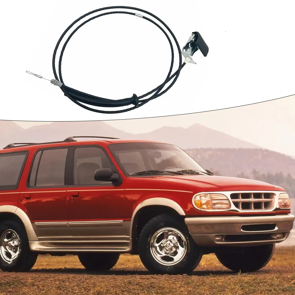 912046, F87Z16916AA Car Hood Release Latch Cable With Pull Handle For Ford Explorer Mercury Mountaineer 4.0L V6 5.0L V8