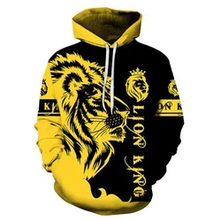 Punk Lion King 3D Printed Hoodies For Men Clothes Fashion Crown Animal Graphic Sweatshirts Casual Streetwear Pullover Tracksuit
