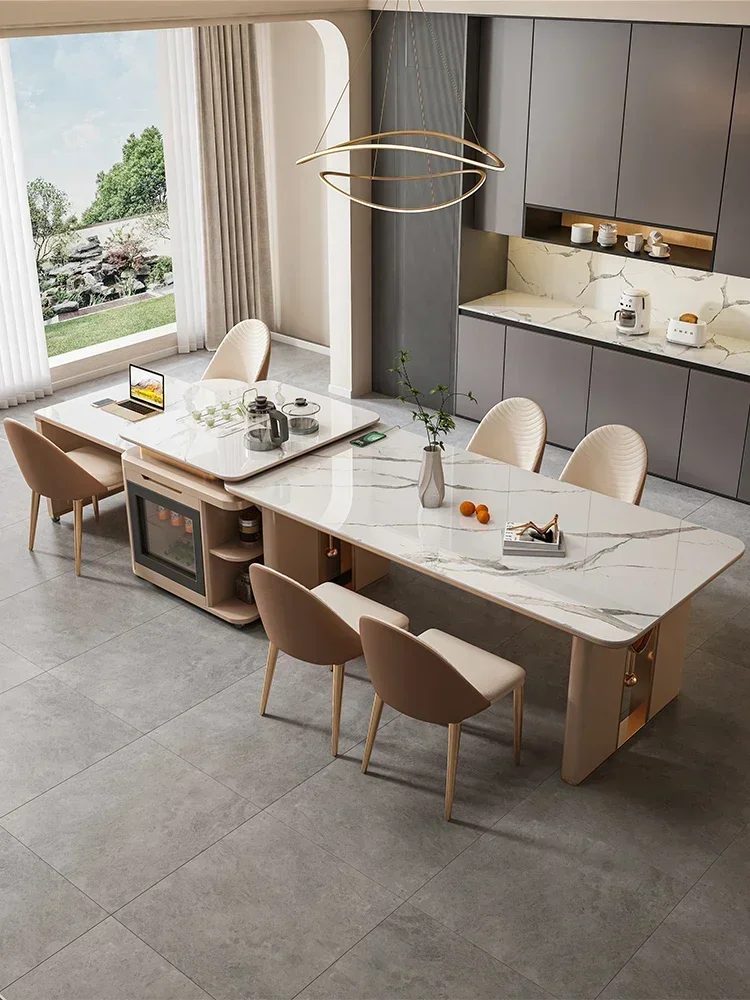 

Dining table and chair are combined into one, which is flexible, movable, light, luxurious and rotary.
