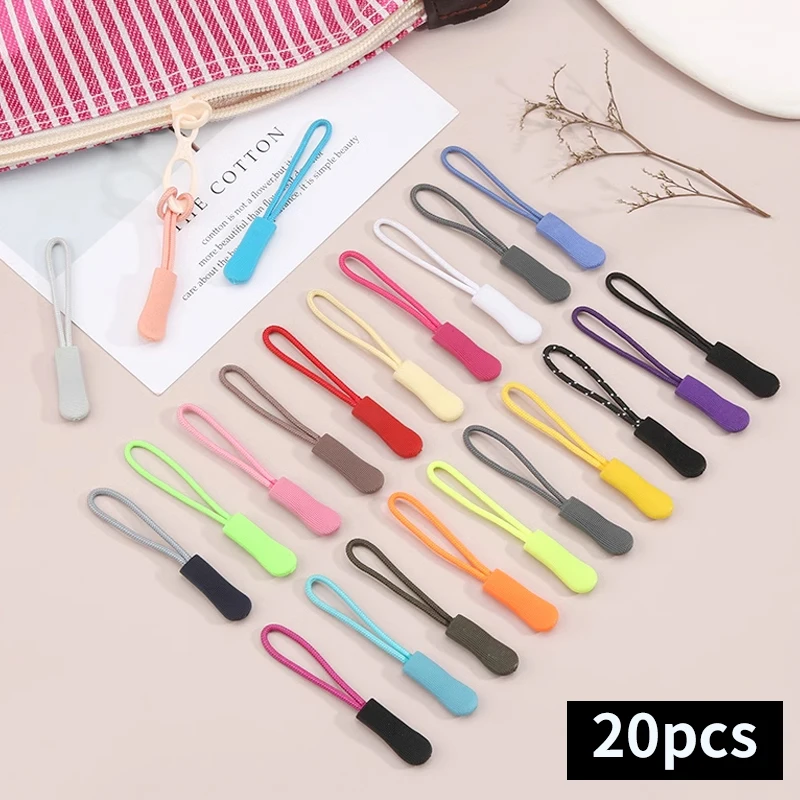 20pcs Zipper Pull Puller End Fit corda Tag Clip di ricambio fibbia rotta Fixer Zip Cord Tab borsa da viaggio valigia tenda zaino