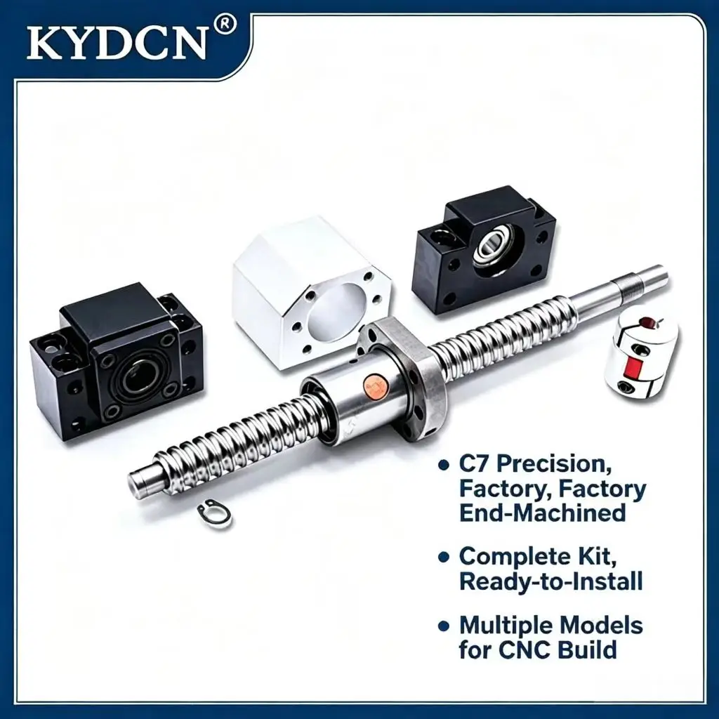 KYDCN SFU1204 1605 1610 SFS1205 1210 Ball Screw C7 With End Machined+Ball Nut + Nut Housing+BK/BF10 End Support+Coupler For CNC