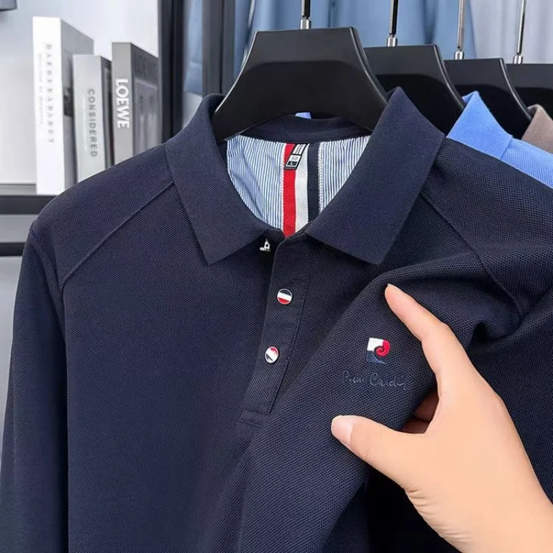 

High End Brand Hot Sales Men's Polo Shirt Lapel Long Sleeve T-Shirt Autumn New Arrival Exquisite Letter Embroid Fashion Menswear
