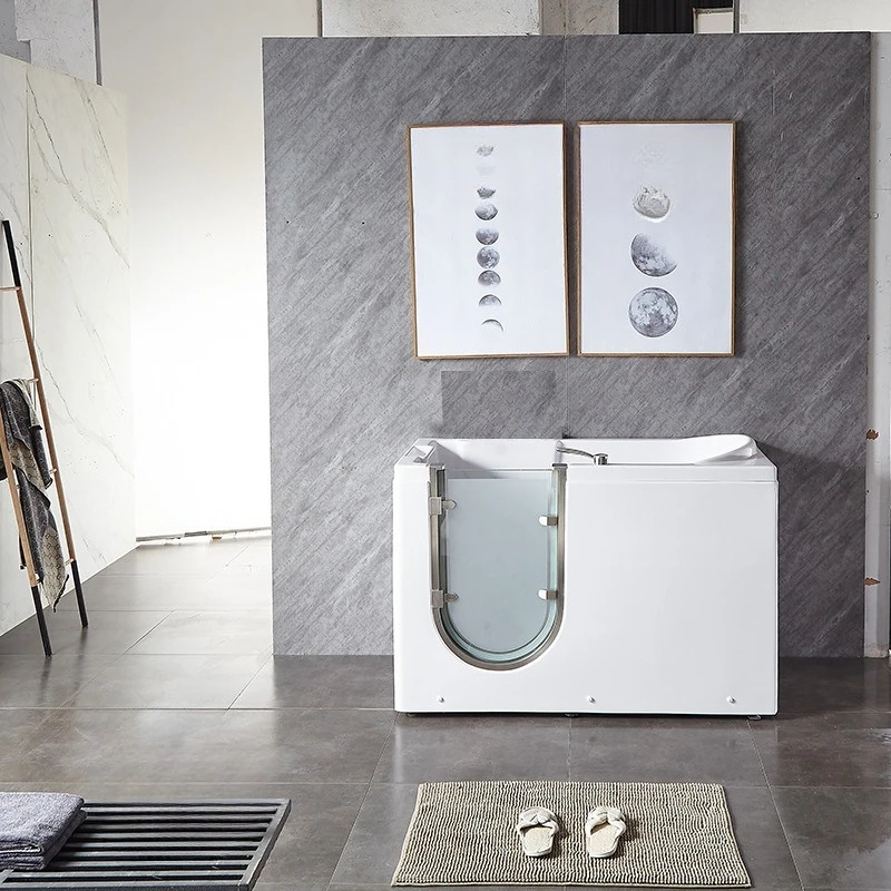 Acrylic bathtub door opening cylinder Square sitting bathtub side door opening bubble Jacuzzi