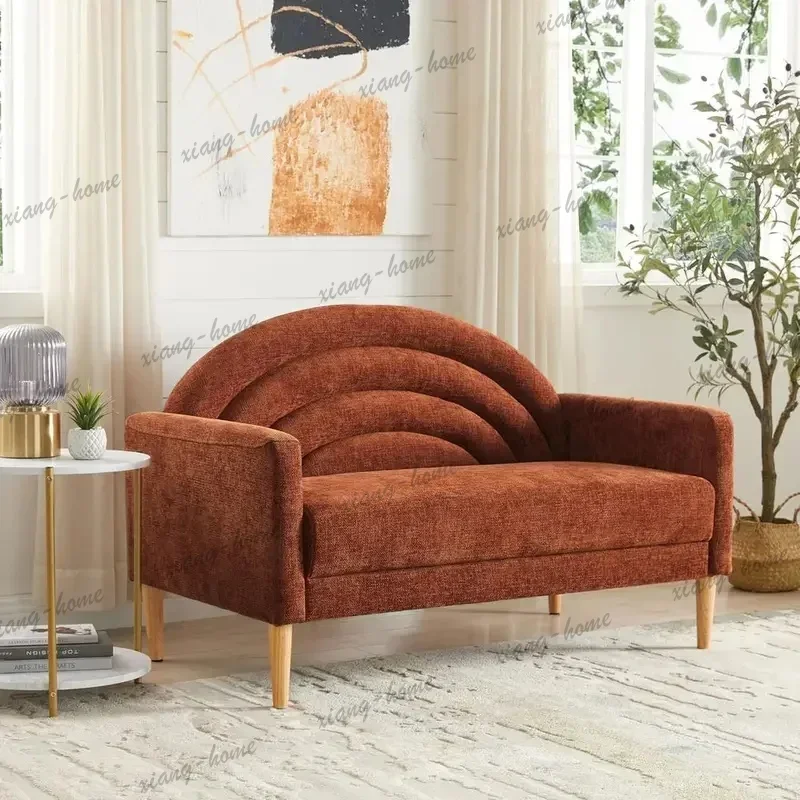 FG Premium  Small Linen Upholstered Loveseat, Mini Couch with Wood Leg for Living Room Bedroom Small Spaces