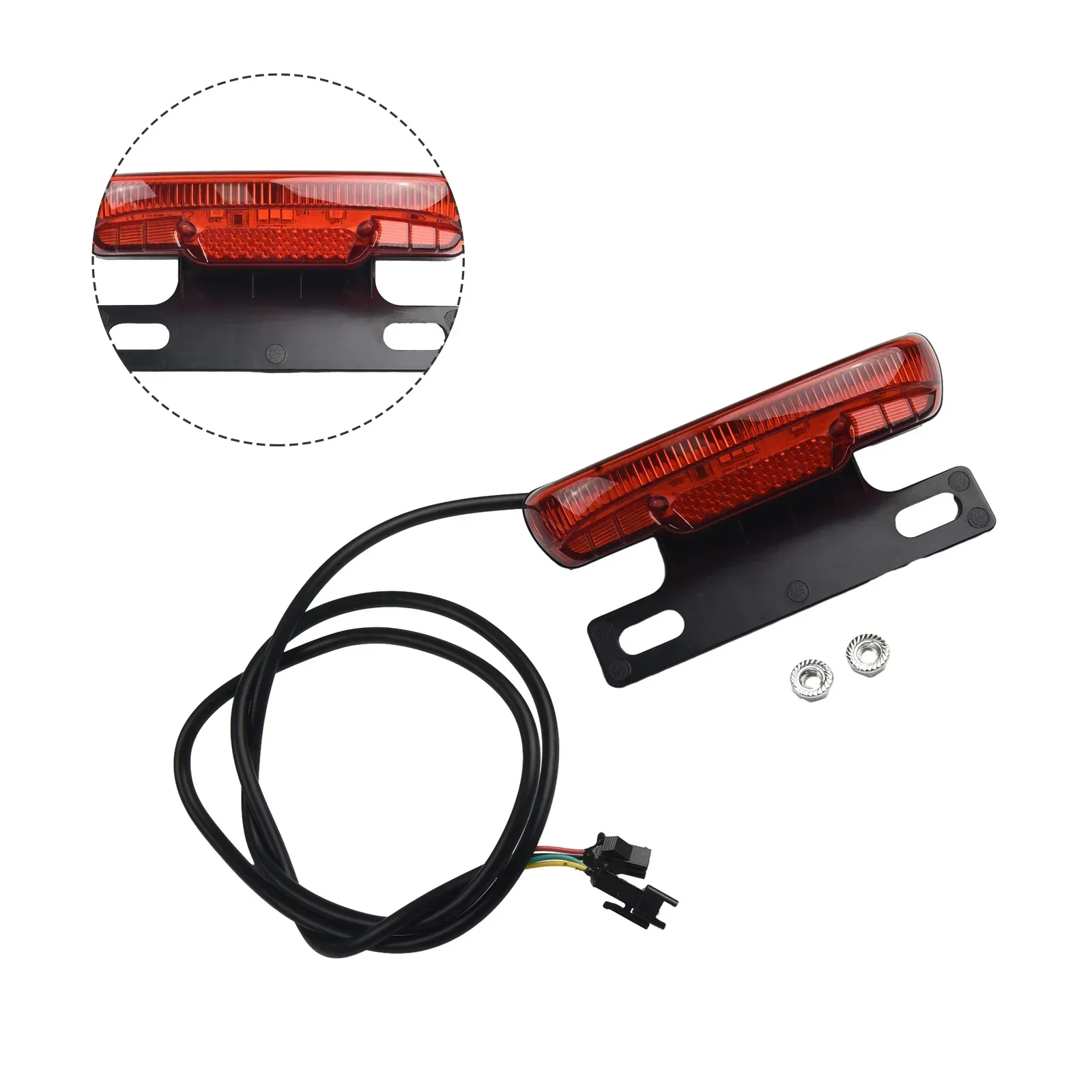 Ebike Rear LED Tail Light 36-48V Safety Warning Lamp For Electric Bicycle Waterproof Accessories SM Connector Night Cycling Part