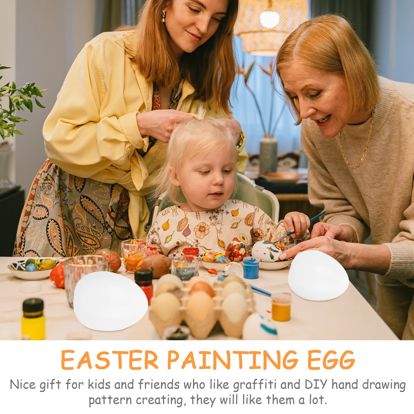 

6Pcs Plastic DIY Plastic Eggs White Blank Graffiti Easter Eggs for Painting Party Decorations Easter Gifts