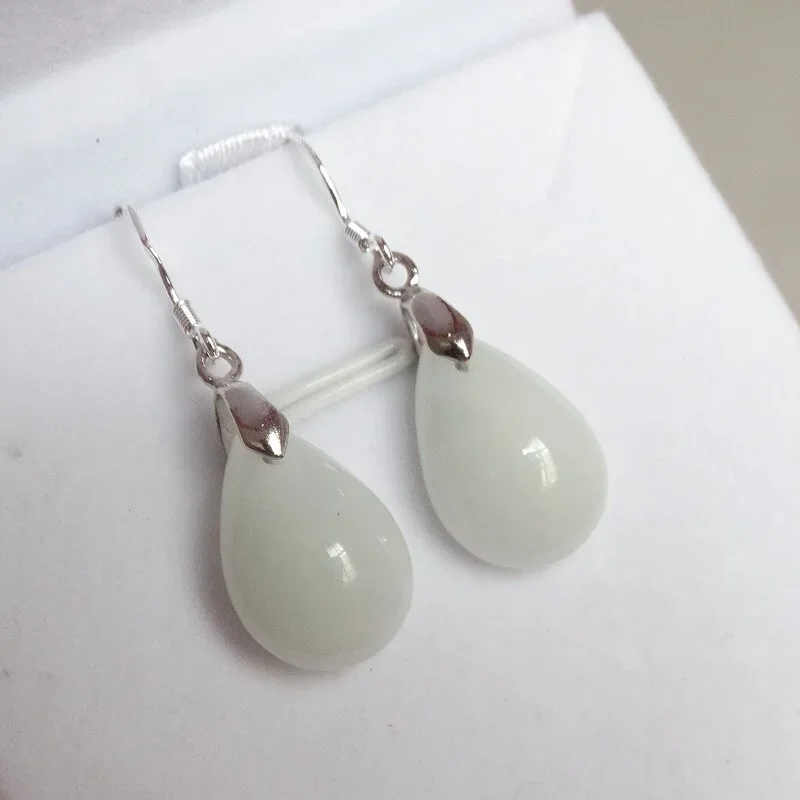 Natural Burma Jadeite Earrings Jade Jewellery Emerald Beads Charm Fashion Accessories Luck Amulet Gifts for Her Woman