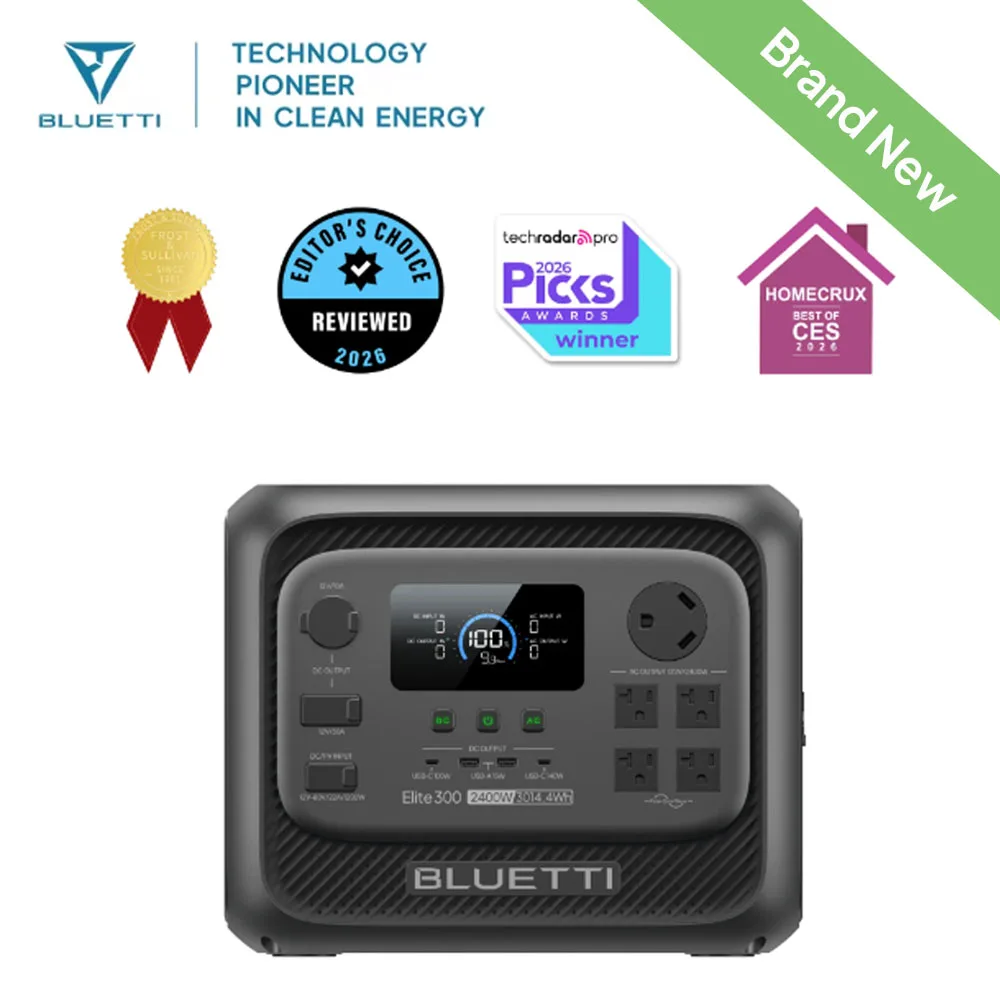 BLUETTI Elite 300 2400W 3014Wh Portable Power Station 4800W Power Lifting 10ms UPS LiFePO4 Solar Generator App Remote Control Heavy Duty Whole House Backup Power Supply for Home Blackout Household Large Appliances Refrigerator