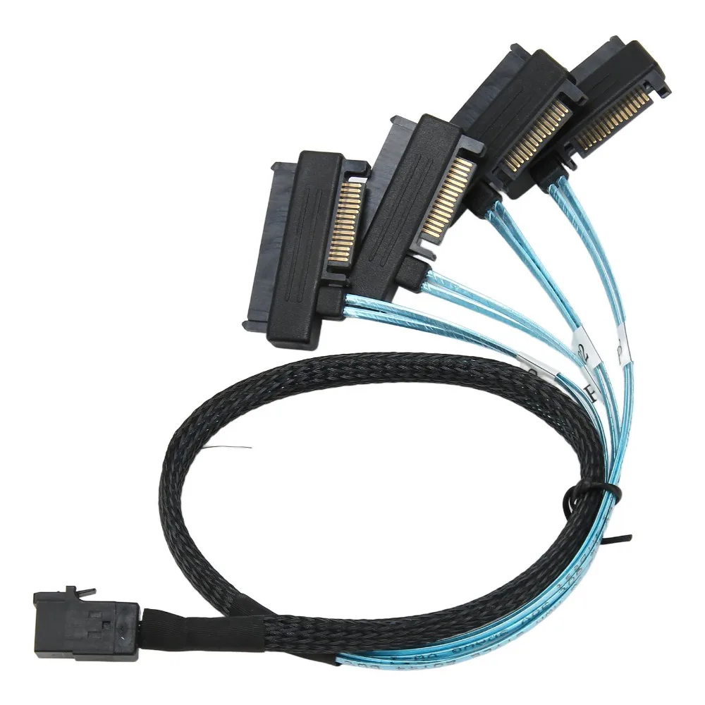 durable 50cm/1.6ft SFF 8643 to 4 SAS 29P Cable 12Gbps High Speed Mini SAS HDD Cable SFF 8643 to SAS Cord Storage Configurations