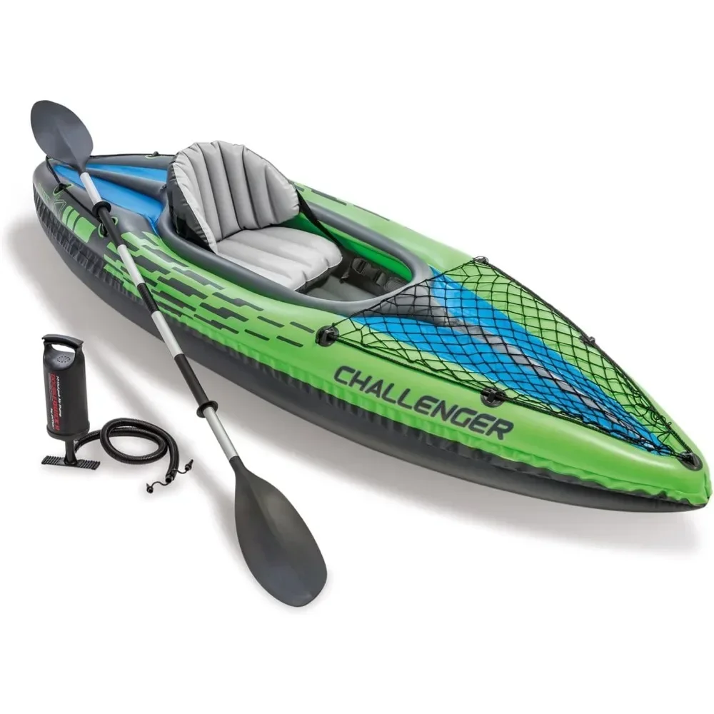 Includes Deluxe 86in Aluminum Oar and High-Output Pump – Adjustable Seat With Backrest – Removable Skeg Inflatable Kayak Boat