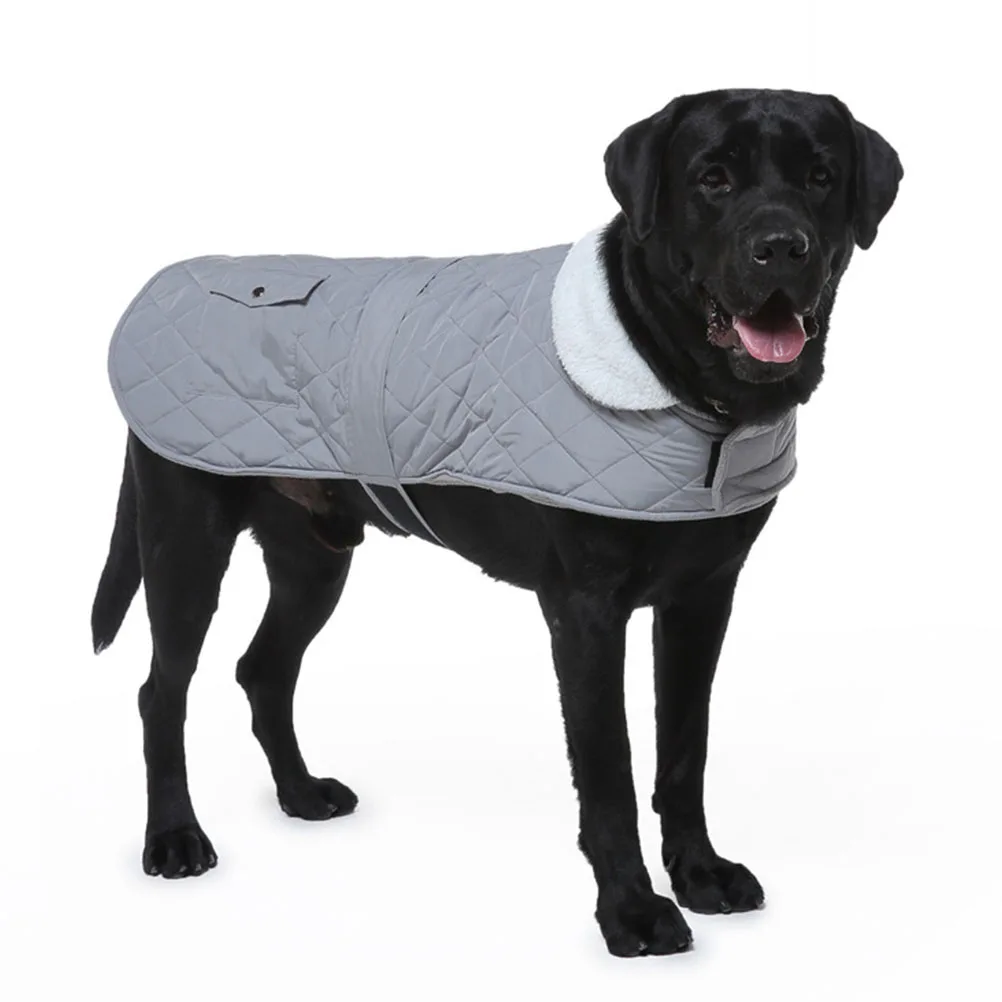 

Large Big Dog Clothes Pet Winter Gear Puppy Light Grey Polyester Clothing Travel