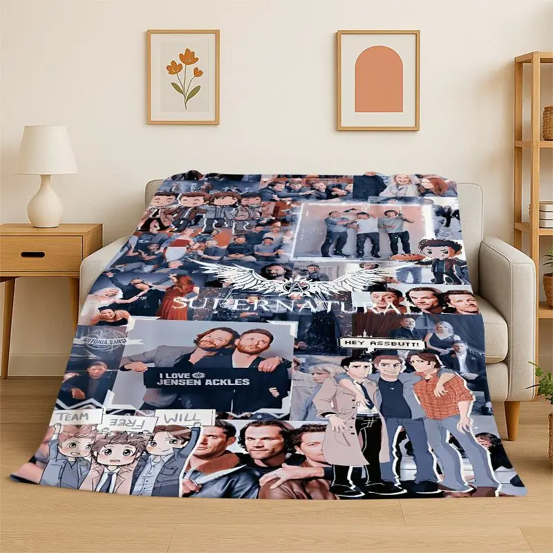 3D SPN Supernatural Dean Sam TV Flannel Blanket Soft Warm Throw Blanket for Bedroom Living Room Bed Travel office Picnic Kid