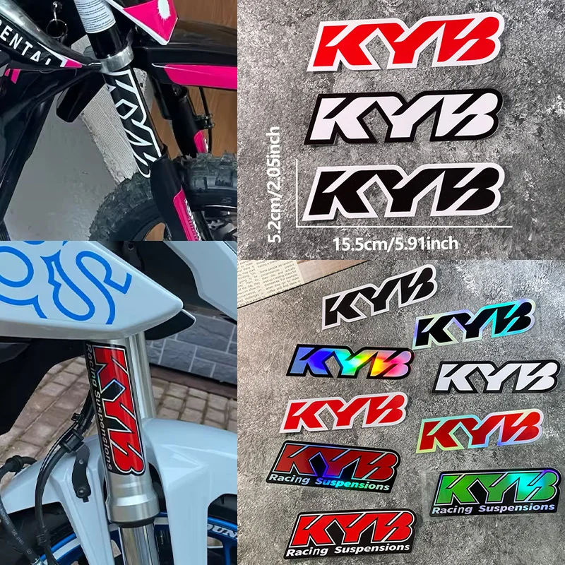 2PCS KYB Motorcycle Shock Absorber Stickers Waterproof Motorbike Front Forks Suspensions Logo Vinyl Decals Durable Decoration