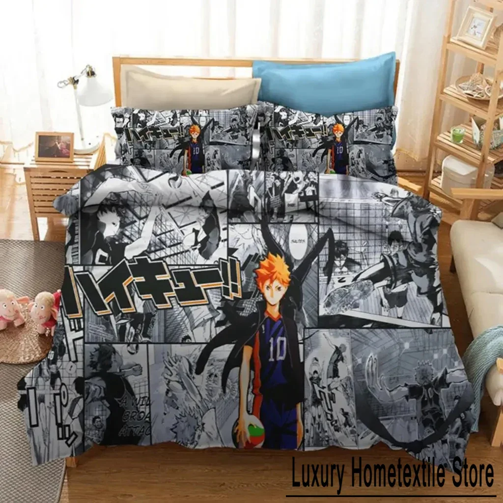 Anime Haikyuu Bedding Set Boys Girls Twin Queen Size Duvet Cover Pillowcase Bed Kids Adult Fashion Home Textileextile