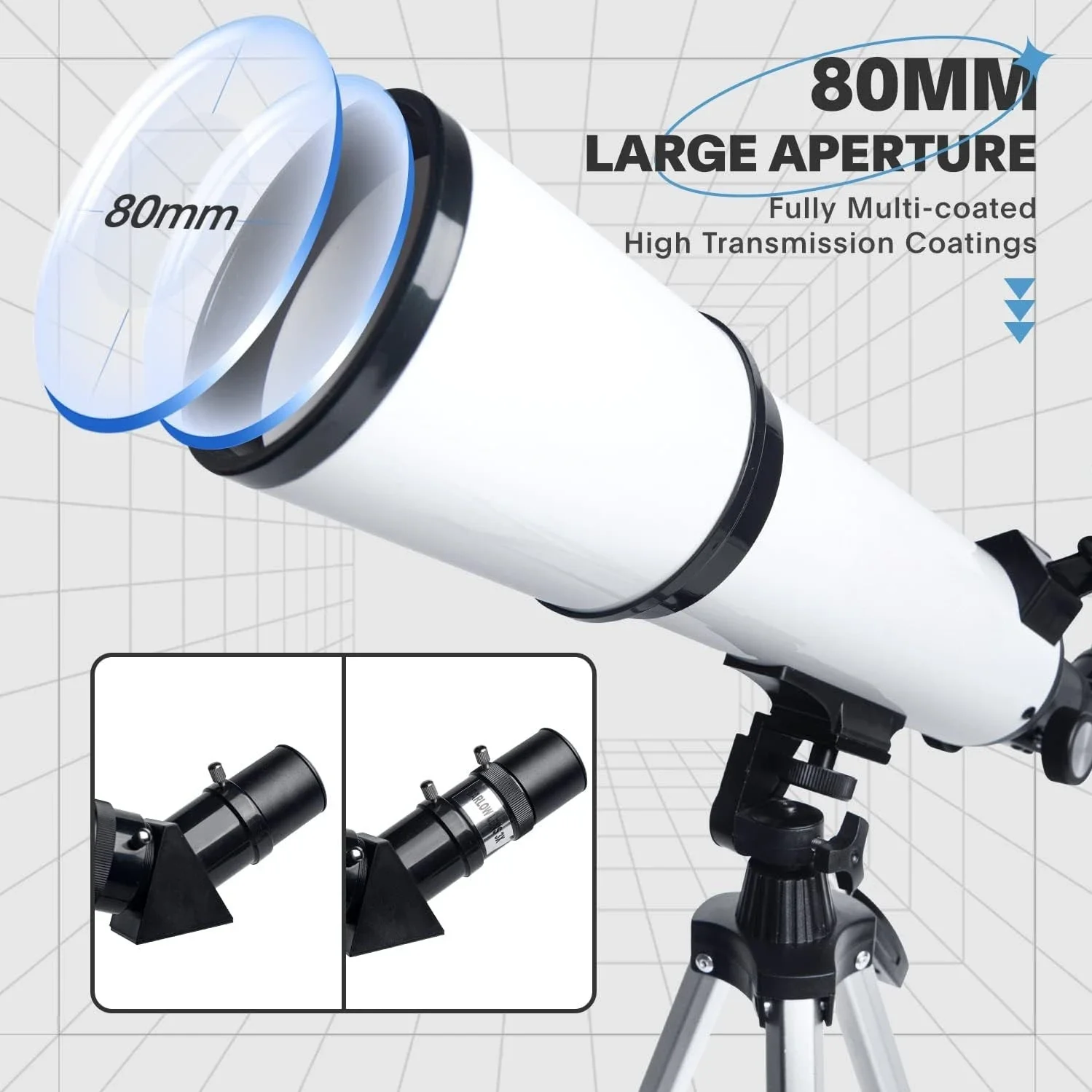60080mm - Astronomical Telescope Portable Refracting  for Students Children Beginners Stargazing Moonwatchers
