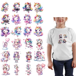 Cartoon cute dance rainbow pony and unicorn loli girl dtf transfers Children's clothing to press Heat Transfer Printing