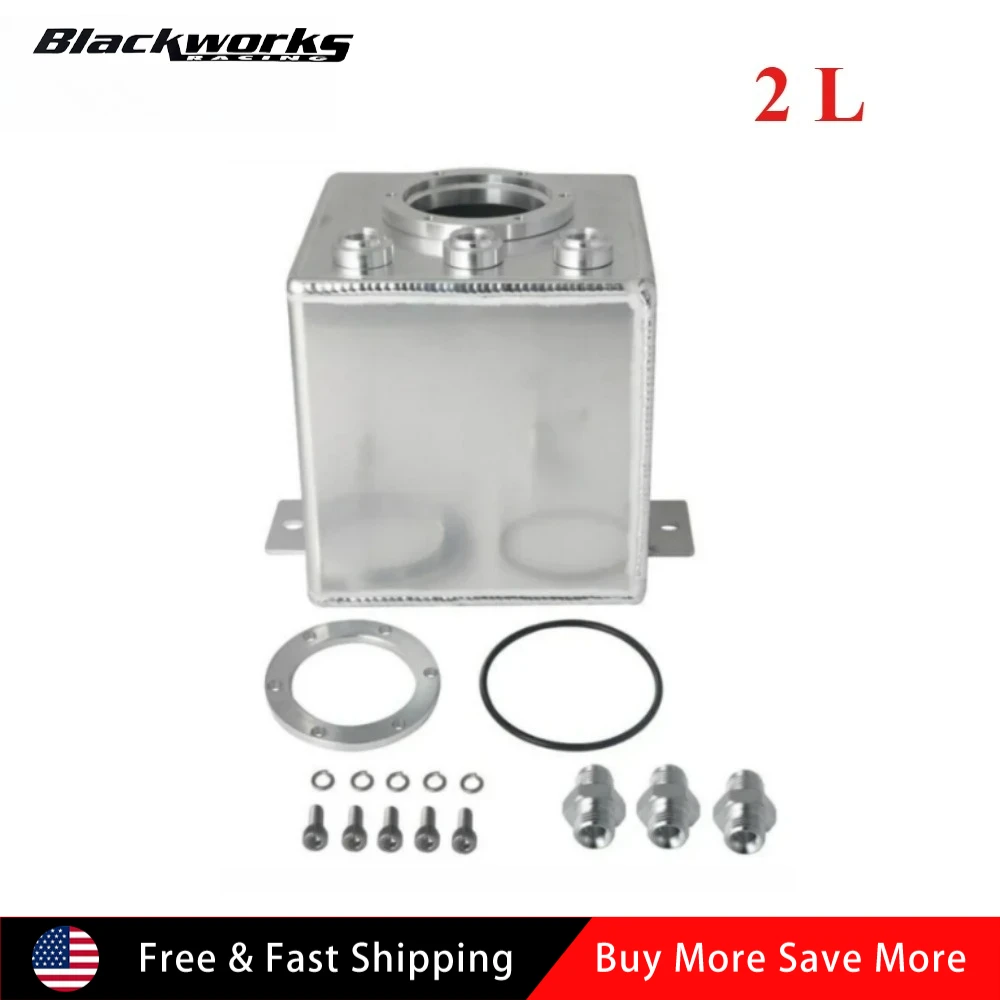 

2L Aluminum High Flow Swirl Fuel Surge Pot Tank AN6 for 044 External Fuel Pump Silver Universal for Drift Racing, Drag Racing