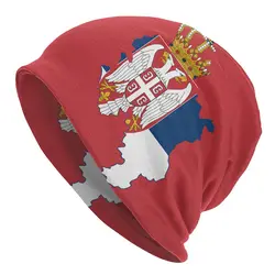 Custom Unisex Bonnet Winter Warm Knitted Hat Serbia Flag Map Skullies Beanies Caps Adult Serbian Proud Beanie Hats Ski Cap