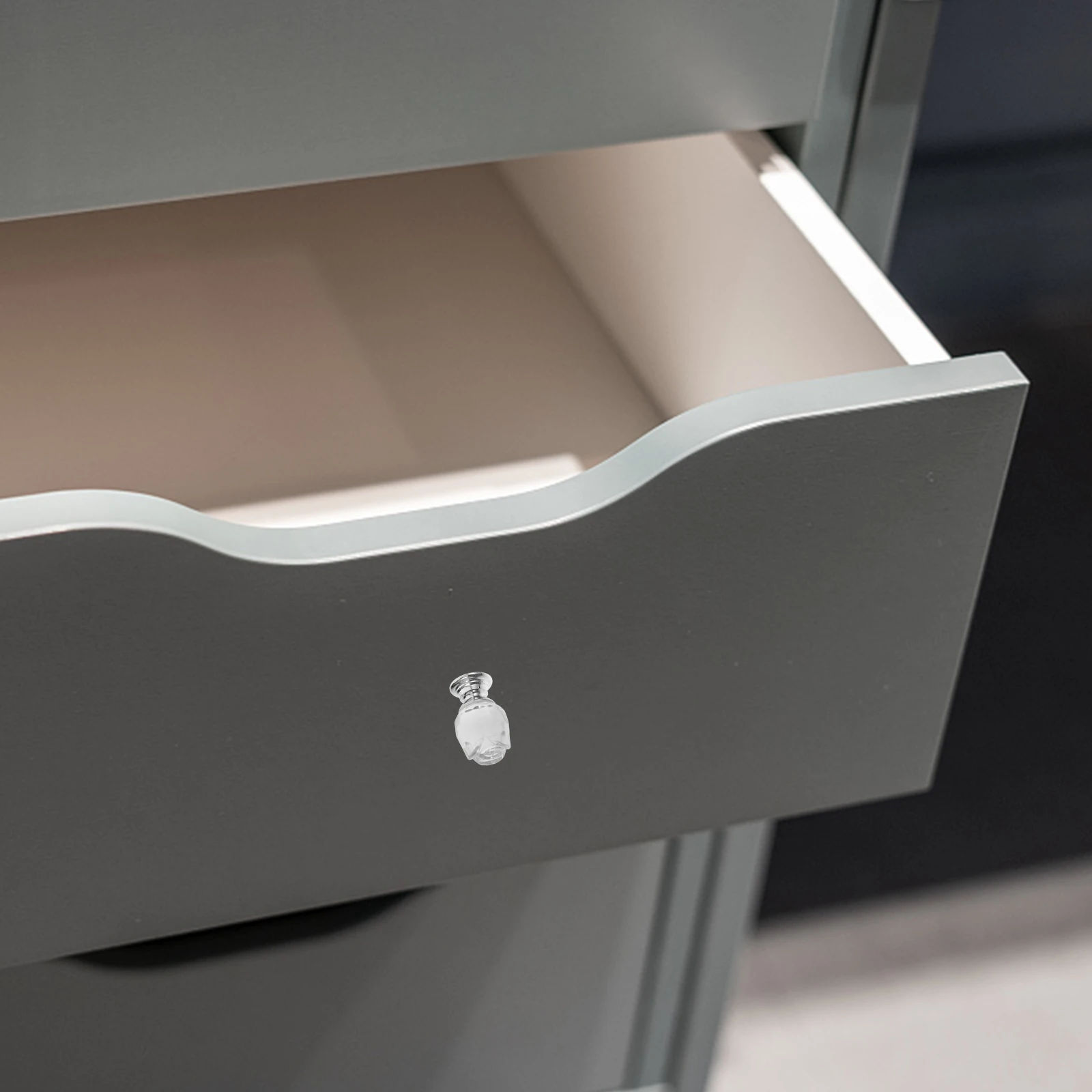 

2 Pcs Crystal Handle Dresser Knobs Vintage Fine Drawer Pulls Style Alloy Flower