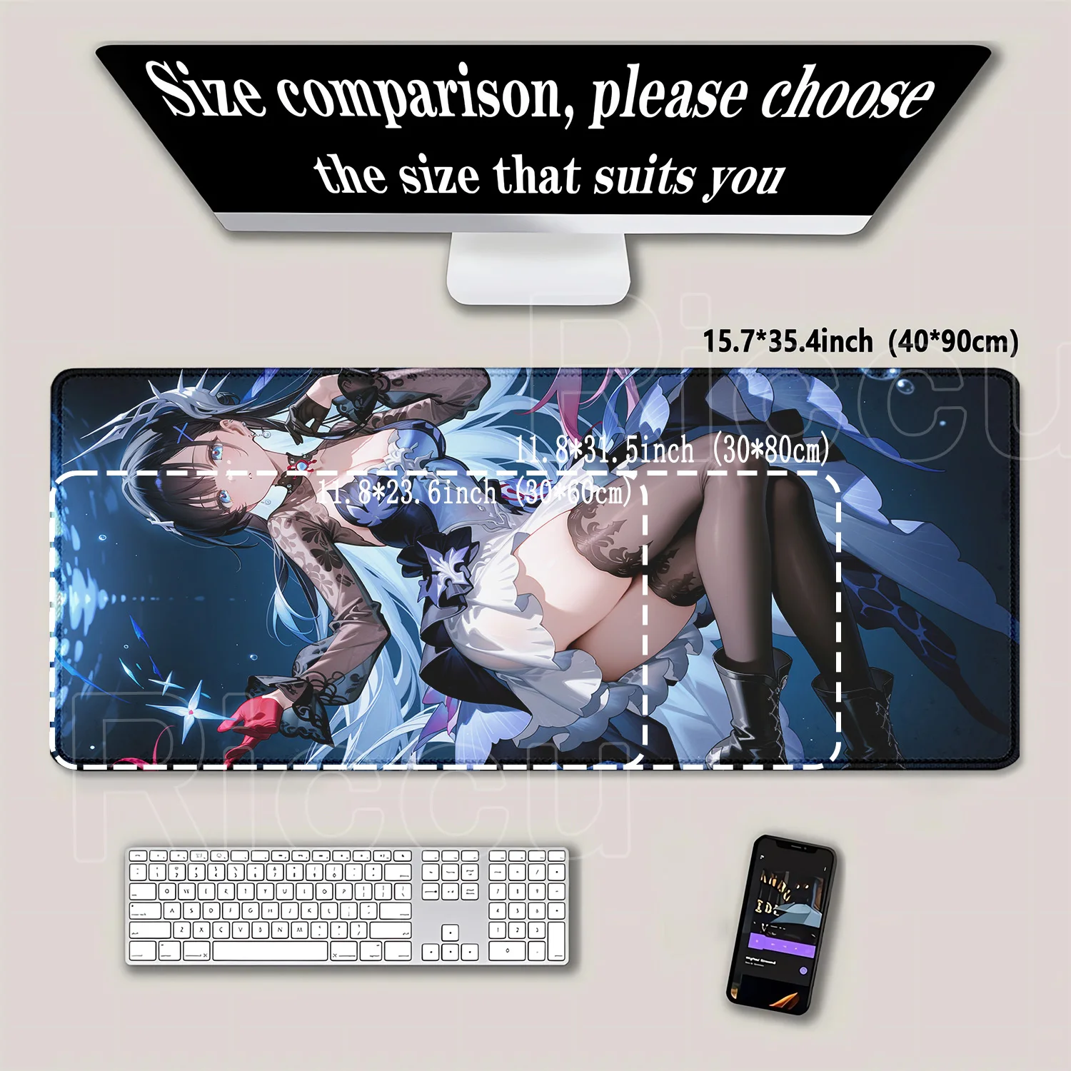 HD Kawaii Hysilens MousePad Honkai Star Rai Hentai Mouse Pad Besar Gaming Laptop PC Periferal Komputer Lucu Anime Keyboard Mat