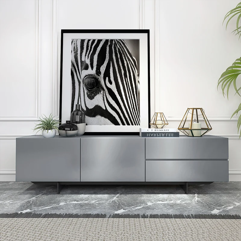 

Nordic Modern Gray Paint TV Cabinet Italian Style Multifunctional Storage