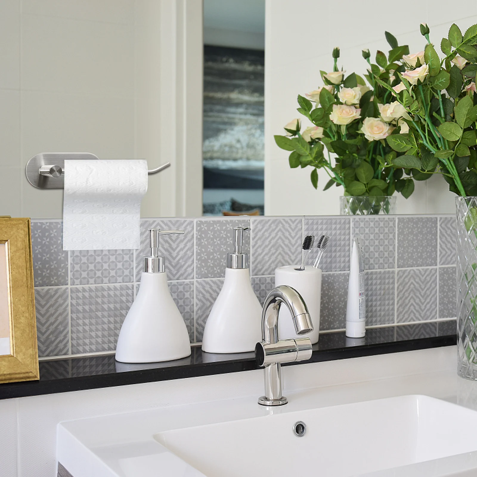 

Stainless Steel Paper Holder H Towel Bathroom ganizer Rack Bathroom ganizer Waterproof Wall 304Material