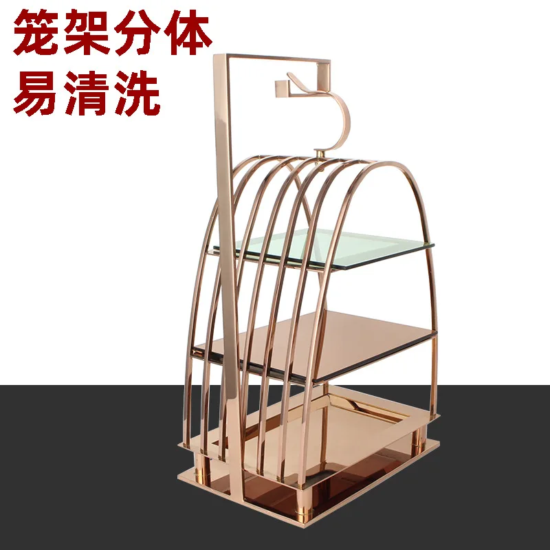 Stainless Steel Square Birdcage Dim Sum Rack Dessert   Sushi  Hotel Buffet Display  Coffee Break Conference