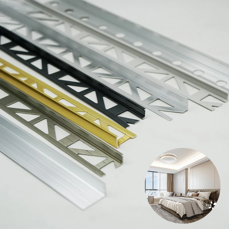 Customizable extruded aluminum profiles Modern L-shaped aluminum corner tiles Decorative apartment Metal tile transition
