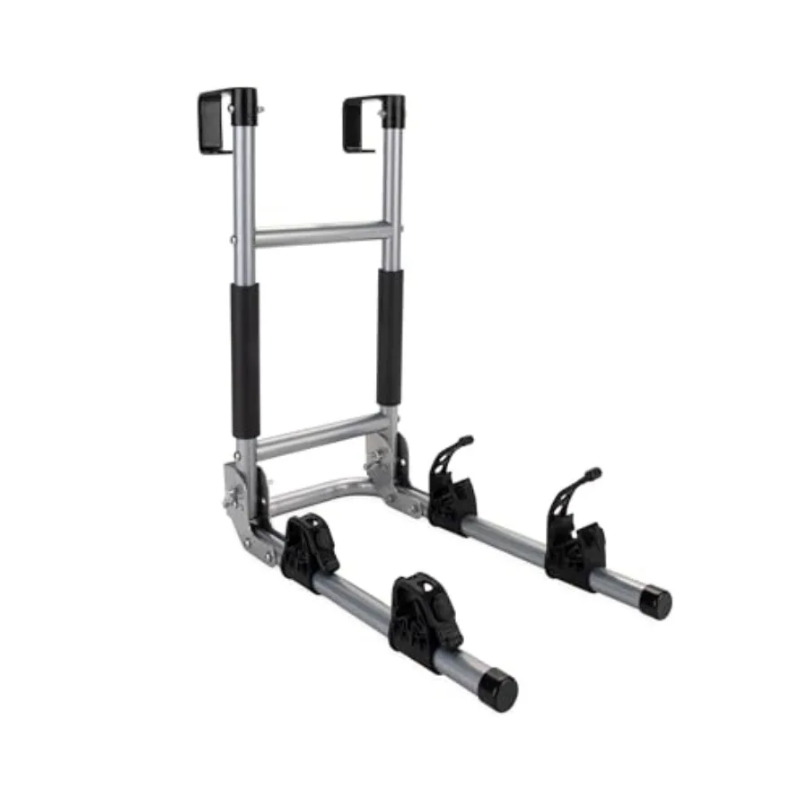 

RV Ladder Mount Bike Rack - Holds 2 Bikes with Heavy Duty Steel Frame - Folding Design for Easy RV Storage - Max Weight Capacit